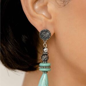 Elegant Silver and Turquoise Dangle Earrings